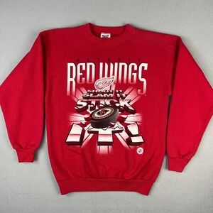 VTG Detroit Red Wings Sweatshirt Fits Small NHL Hockey 1990s Shoot‎ It Puck USA